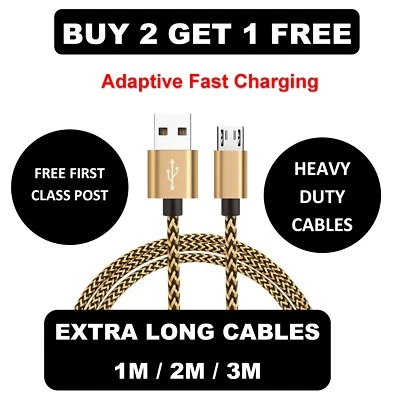 Braided Micro USB Charger Data Cable Lead for SAMSUNG S6 S7 EDGE SONY HUAWEI - Image 1 of 4