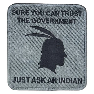 SICHER KÖNNEN SIE DER REGIERUNG VERTRAUEN FRAGEN SIE EINEN INDISCHEN ACU DUNKLER MILITÄR HAKENAUFNÄHER - Bild 1 von 3