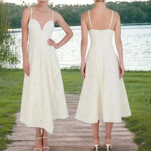 NUEVO CON ETIQUETAS $368 BCBGMaxAzria Vestido Midi Plisado Ojales Talla 2 - Imagen 1 de 12