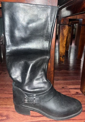 EUC Women's COLE HAAN Dorian Waterproof Riding Western Boots Black Size 8B - Image 1 of 4