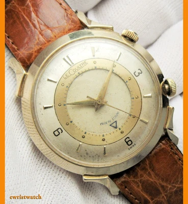 Alarma de muñeca LeCoultre vintage años 50 esfera original caja de oro sólido 14K K K814 Foto 1 de 4