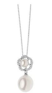 Collana COMETE GIOIELLI FIORE in oro e perle con diamanti GLP542 - Picture 1 of 1