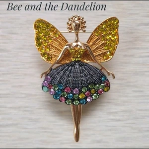 Rhinestone Crystal Fairy with Hinged Legs Brooch /Pendant - Picture 1 of 6