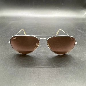 Ray Ban RB3025 Aviator Large Metal Sunglasses Silver Frame Rose Gold Lenses - Picture 1 of 14