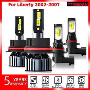 9007 LED Headlight & 9145 Fog Lights Bulbs Kit 4Pcs For Jeep Liberty 2002-2007 - Picture 1 of 12