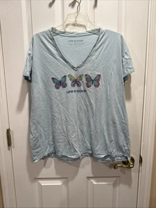 Life Is Good Sleep Top Womens XL Halloween Butterflies Pajama Shirt - Picture 1 of 7