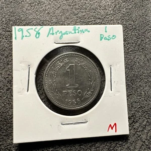 Argentina 1 Peso coin 1958 KM# 57 Nickel-clad-steel Effigy of Freedom Magnetic - Picture 1 of 4