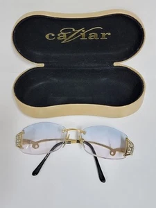 Vintage M6160 CAVIAR EYEGLASSES FRAMES Crystals Women Gold Italy Rx Glasses. - Picture 1 of 16