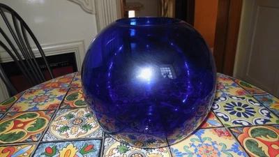 Glasvase, Ballonvase, blau, Höhe 20cm, 1 x gebraucht! - Bild 1 von 4