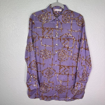 Camisa túnica Jude Connally Top para mujer pequeña geométrica de bambú con estampado metálico S Foto 1 de 4