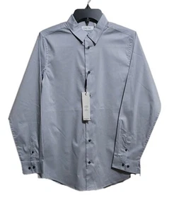 Calvin Klein Boys'Long Sleeve Slim Fit Stretch Button Up Dress Shirt Silver/20 - Picture 1 of 10