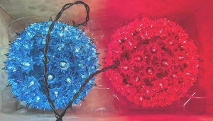 2003 GE Xmas Super Sphere Holiday Classics 200 Lichter 6" 2er-Pack rot & blau funktioniert - Bild 1 von 9