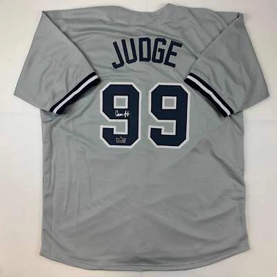 Camiseta deportiva facsímil autografiada Aaron Judge New York gris reimpresión talla XL para hombre Foto 1 de 4