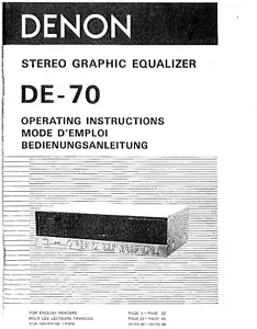 Manual de instrucciones-Operating Instructions para Denon DE-70 - Imagen 1 de 1