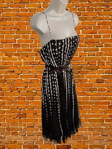 PHASE EIGHT BROWN DRESS SIZE UK16 WOMENS STRIPE MESH WEDDING GUEST PROM COCKTAIL - Picture 1 of 6