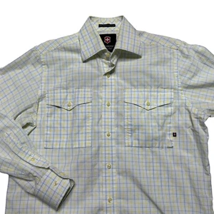 Victorinox Shirt Mens Small White Plaid Button Up Long Sleeve Casual - Picture 1 of 9