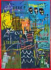 Peinture sur papier média mixte Jean Michel Basquiat (fabriquée à la main) signée et estampillée