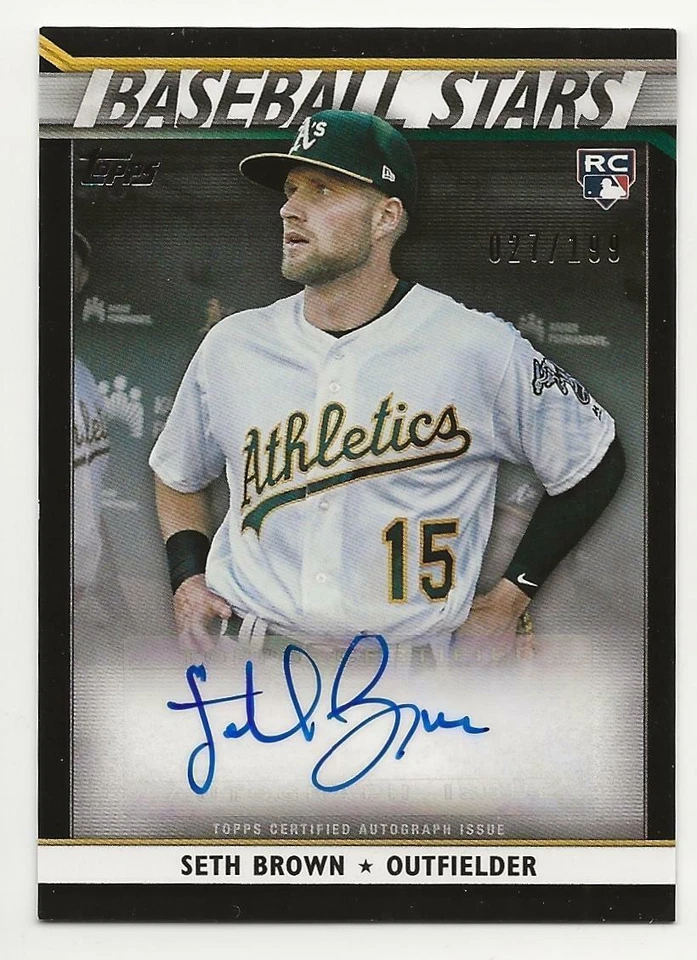 2020 Topps Series 2 SETH BROWN Baseball Stars Autograph Auto BLACK 027/199 A's - Image 1 of 1