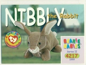 BEANIE BABIES TRADING CARD - SERIES 2 - SERIES II - NIBBLY THE RABBIT #4217 - Picture 1 of 2