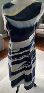Escada Women's Modern Striped Print Sleeveless Dress in Blues Size Small (36) - Picture 1 of 7