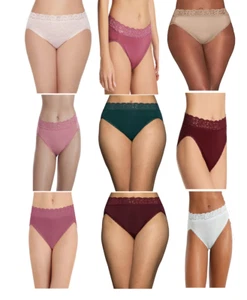Paquete de 3 bragas Vanity Fair LACE HI~CUT 13280, surtidas rayas sólidas talla 6~7~8~9 - Imagen 1 de 3