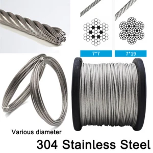 Stainless Steel 304 Wire Rope Cable Rigging Dia 0,3mm 0,4mm 0,45mm 0,5mm to 20mm - Picture 1 of 28
