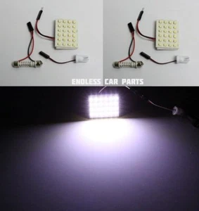 2x White HID Xenon Lamp Color Map Dome Interior Light Bulb 24 SMD LED Panel - E - Imagen 1 de 1