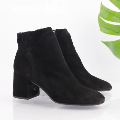 Bota Hollis EILEEN FISHER para mujer talla 9 negra gamuza tacón ancho botín cómodo Foto 1 de 4