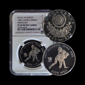 KOREA. 1987, 2000 Won - NGC PF69 - Seoul Olympics, Wrestling, ROK - Picture 1 of 5