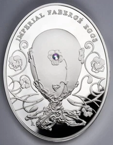 Niue 2011 $2 Proof Silver 56.56g Imperial Faberge PANSY EGG - Picture 1 of 9