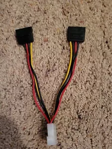 4 Pin IDE Molex to 2 Serial ATA SATA Y Splitter Hard Drive Power Supply Adapter - Picture 1 of 4