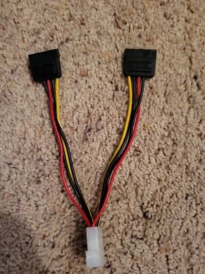 4 Pin IDE Molex to 2 Serial ATA SATA Y Splitter Hard Drive Power Supply Adapter - Image 1 of 4