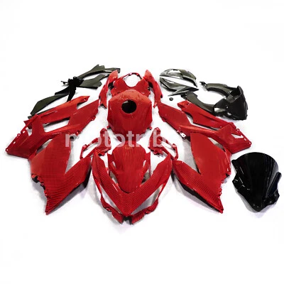 Kit de carenado de fibra de carbono rojo + cubierta de tanque de gas para Kawasaki Ninja 400 2018-2023 EE. UU. Foto 1 de 4