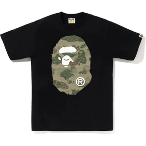 BAPE REFLECTIVE LAYERED LINE CAMO BIG APE HEAD TEE BLACK - Picture 1 of 4