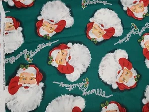 NOS Buon Natale Babbo Natale Alexander Henry Tessuto 44" x 72" + FQ + Scarti - Foto 1 di 3