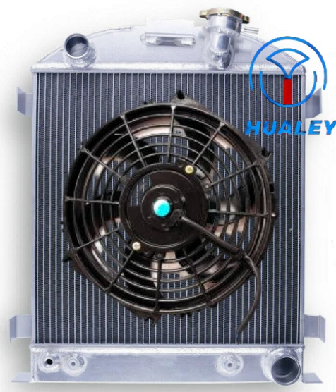 Radiador de aluminio + ventilador para Ford Hot Rod 1932 con Chevy 350 V8 modelo picado 18 AT Foto 1 de 4