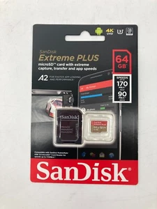 SanDisk Extreme PLUS 64GB Class 10 microSDXC Memory Card - SDSQXBZ-064G-AP6MA - Picture 1 of 2