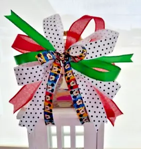 Mickey Mouse Disney™ Bow Ribbon Christmas Birthday Handmade Wreath Gift Lantern - Picture 1 of 8