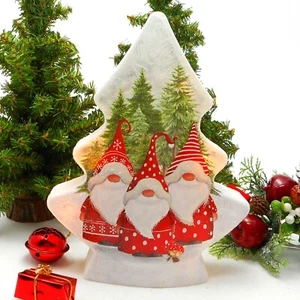 Stony Creek dekorative beleuchtete Glas drei Wichtel mit roten Hüten 9" Baum GRH63C - Bild 1 von 9