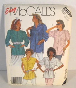 Mccall's 2899 Easy Front Buttoned Shirts Pattern Misses' Lg (18-20) Uncut - Picture 1 of 2