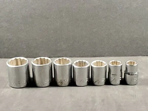 Craftsman 3/8" Drive 12 Pt Shallow Lot of (7) -EE- Series Sockets Vintage - Picture 1 of 10