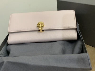 ALEXANDER MCQUEEN GRAINED LEATHER CONTINENTAL PURSE WALLET IN LIGHT NUDE  - Image 1 of 4