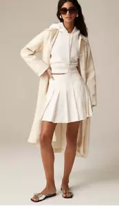 J.Crew $168 Pleated mini skirt in stretch linen blend Ivory Size 6 CA726 - Picture 1 of 6