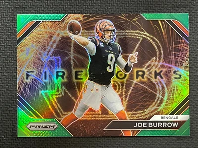 2023 PANINI PRIZM FIREWORKS GREEN #F-8 JOE BURROW CINCINNATI BENGALS JP - Image 1 of 4