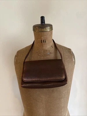 Vintage 1990s La Regale Brown Satin Evening Bag Mini Purse Handbag ~ Iridescent - Image 1 of 4