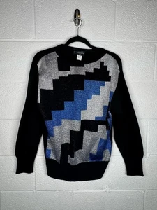 Vintage 80s Mademoiselle Metallic Sweater Retro Glam Disco Pixel Vibes - Picture 1 of 8