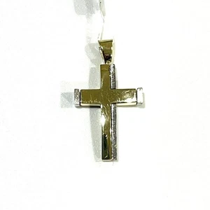 Unisex Handmade Double-Sided 14K Bicolor Gold Cross Pendant | EL GRECO - Picture 1 of 8