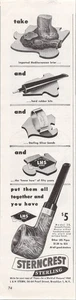 LHS Pipes Sterncrest Sterling Briar Wood Pipe 1946 Vintage Print Ad - Picture 1 of 1