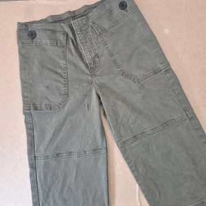 Frame Wide-Leg Cropped Utility Pant Women's 28 x 26.5 Green Washed Fatigue - Picture 1 of 7