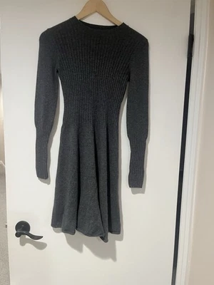 AQUA Dress 100% Cashmere Ribbed Mini Dark Grey Women’s Size XS - Image 1 of 4